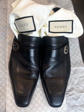 Gucci mens dress black dress shoe size 10 Authentic